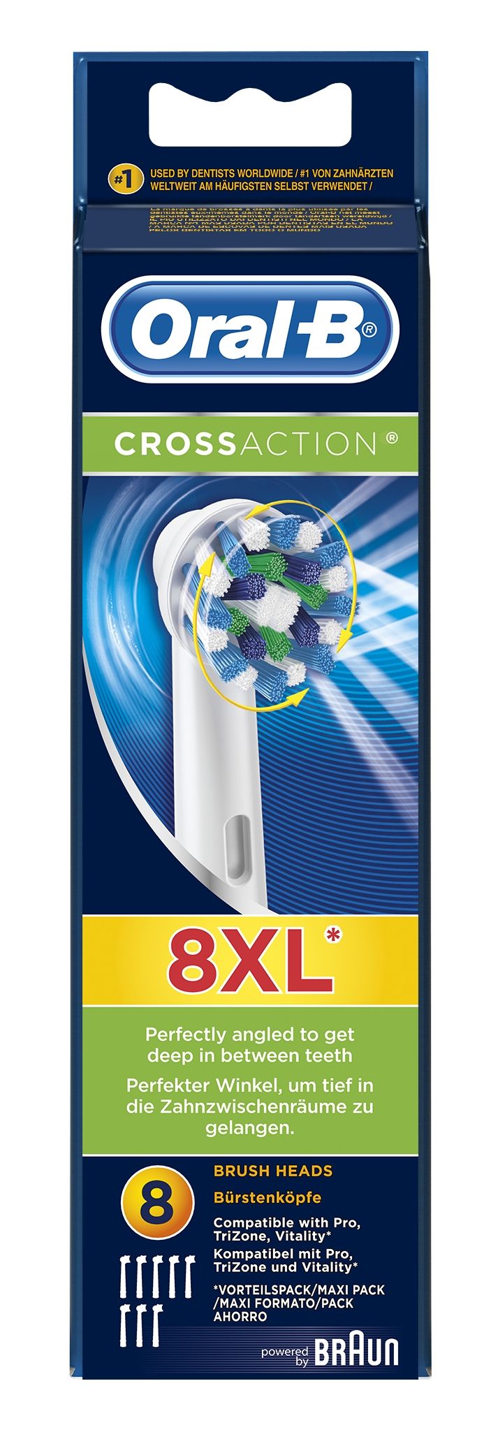 Oral-B CrossAction Vervangende Borstelkoppen - 8 stuks