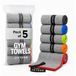 Acteon Microvezel sneldrogende gymhanddoek, zilverionen-geurvrije mega-absorberende vezel (5-pak), sneldrogend, heren en dames, kleine trainingsuitrusting voor lichaamszweet, strand, sporten