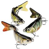 CharmYee 3 stuks baarsaas voor zoet en zout water, realistisch visaas, meerbeweegbaar, voor baars, forel, crappie, snoek, visgeschenken voor mannen, 3 stuks
