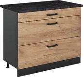 Vicco Keukenonderkast R-Line, Goudkleurig Eiken/Antraciet, 100 cm