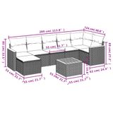 vidaXL 7-delige Loungeset met kussens, polyrattan, zwart