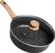 Poêle antiadhésive profonde sans marque de 24 cm avec couvercle et manche en bakélite souple pour plaque à induction