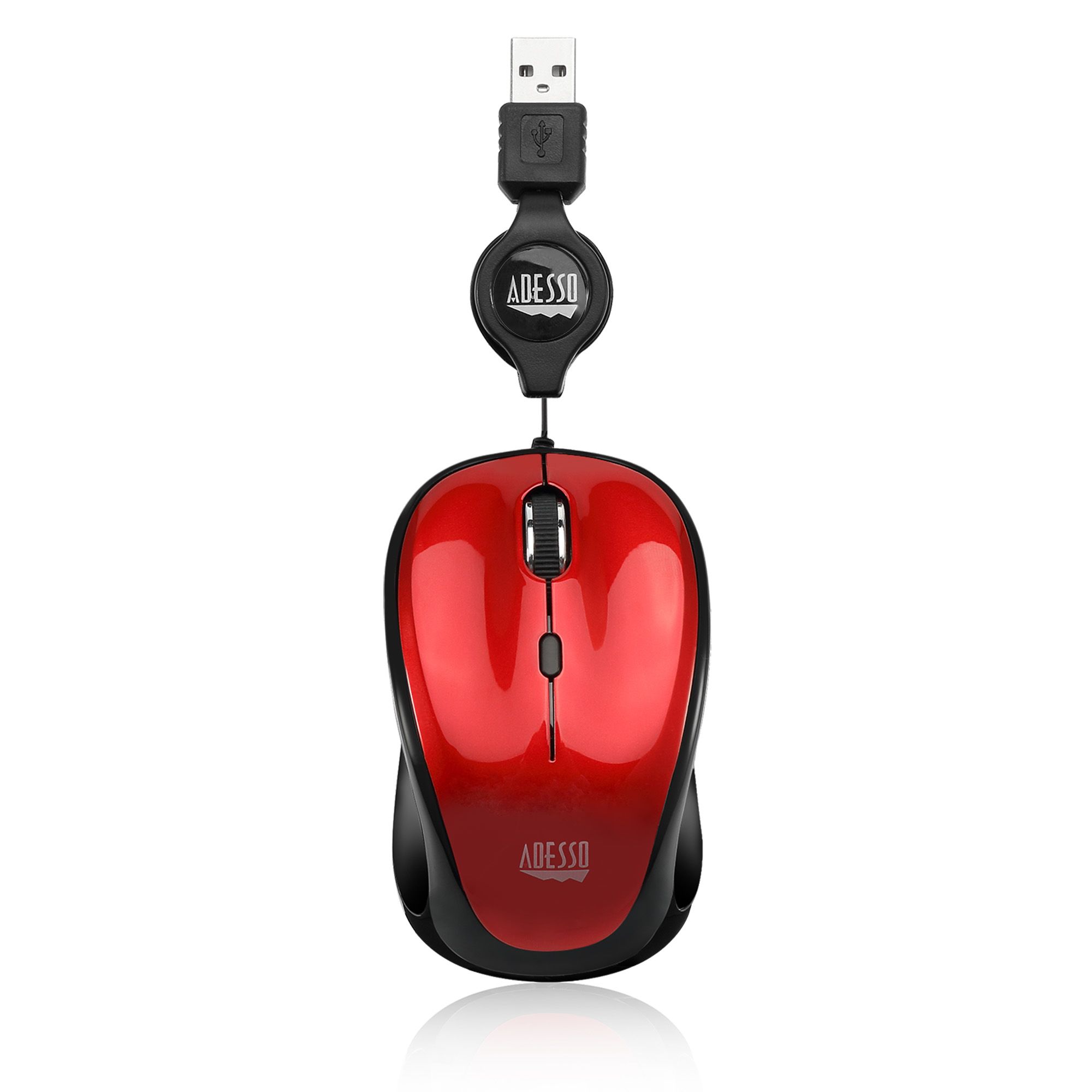 Adesso iMouse S8 - Travel Mouse - USB Type-A - 1600 DPI - Ambidextrous - Black/Red