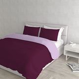 Italian Bed Linen Dekbedovertrek Set met Doubleface Effen Kleur Tas Sheet en Kussensloop, 100% Katoen, Pruim/Lila, dubbele