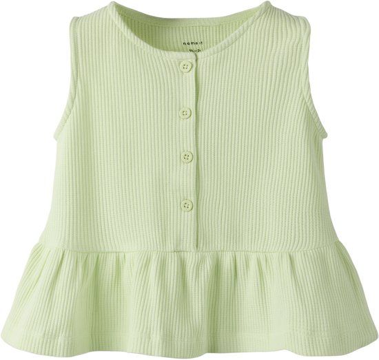NAME IT - NMFFILUKAZ SL TOP - Meisjes - Blouses - Maat 104 - Katoen/Elastaan - Gestreept - Mouwloos - Ronde hals - Lime Cream
