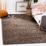 SAFAVIEH Athens Shag Collection SGA119T tapijt, pluisvrij, voor woonkamer, slaapkamer, eetkamer, entree, pluche, 3,8 cm dik, 120 x 180 cm, taupe