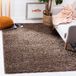SAFAVIEH Athens Shag Collection SGA119T tapijt, pluisvrij, voor woonkamer, slaapkamer, eetkamer, entree, pluche, 3,8 cm dik, 120 x 180 cm, taupe