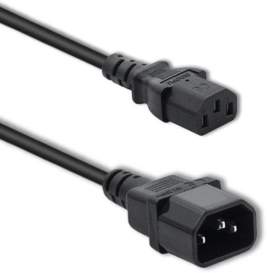 Qoltec Stroomkabel IEC C13 C14 3x1.00mm² 3m Zwart