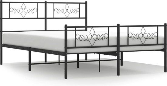 vidaXL Bedframe met voetbord zonder matras metaal zwart 160x200 cm