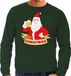 Bellatio Decorations Shoppartners Bv Foute Kersttrui / sweater - Merry Christmas kerstman met een pul bier / biertje - groen voor heren - kerstkleding / kerst outfit M