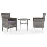 vidaXL 3-delige Tuinset - poly rattan grijs - 3 stuks