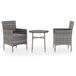 vidaXL 3-delige Tuinset - poly rattan grijs - 3 stuks