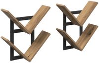 vidaXL Wandzwevend Plank 2 st Artisanaal eiken 43 x 15 x 47 cm