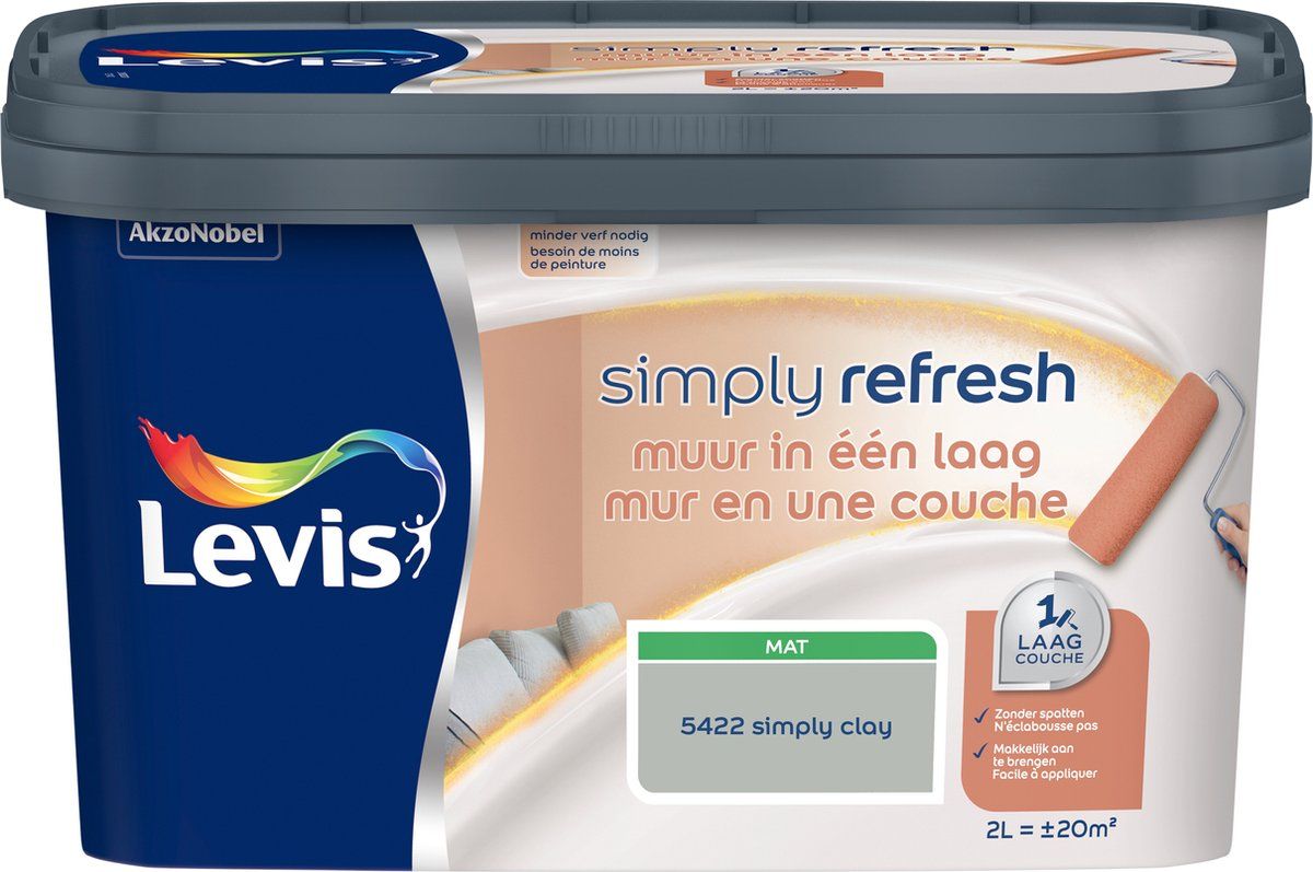 Levi's Simply Refresh - Muur In Een Laag - Mat - Simply Clay - 2L - 5412271347534