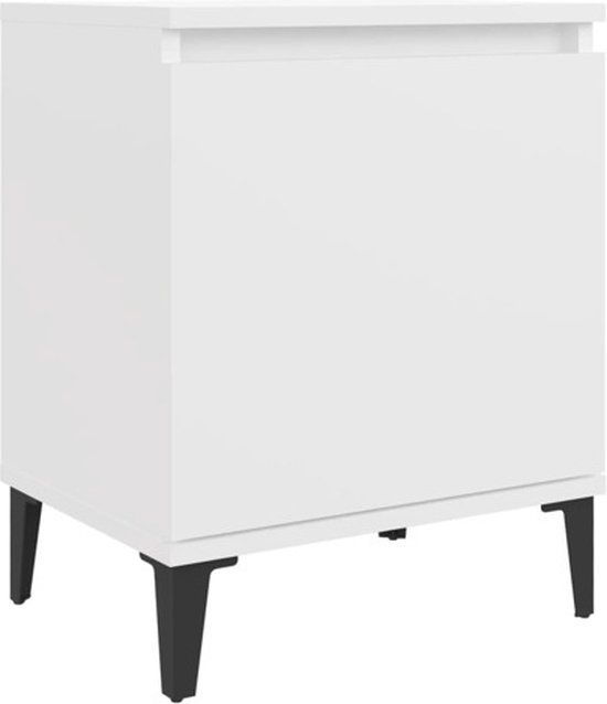 vidaXL Nachtkastje met metalen poten 40x30x50 cm wit
