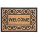 Relaxdays deurmat, kokos & PVC, Welcome, ornamenten, 60x40, natuur/zwart