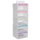 Three Sweet Peas Co 5-Plank Wekelijkse Kleding Organizer voor Kinderen (33") Weekdag I Schooldag van de Week Maandag tot en met Vrijdag Organizer, Wit
