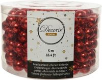 Decoris Guirlande de Noël - rouge - perles - 500 cm