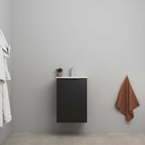 On Line Onderkast - 45 cm - Bouwpakket - 1 Deur met Greep - Porseleinen Wastafel - 1 Kraangat - Mat Zwart