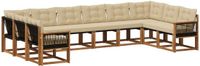 vidaXL - Hoek loungeset - 10 zitplekken - Natuurlijk en beige - Acacia hout