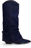 Sacha Dames Donkerblauwe Denim Cowboylaarzen met Flap - Maat 41