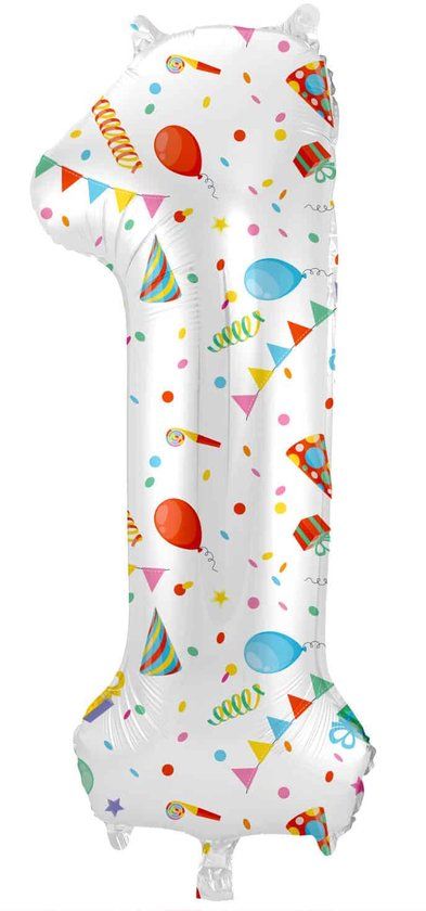 Folat Folieballon Cijfer 1 Joyful Party 86 cm Multi