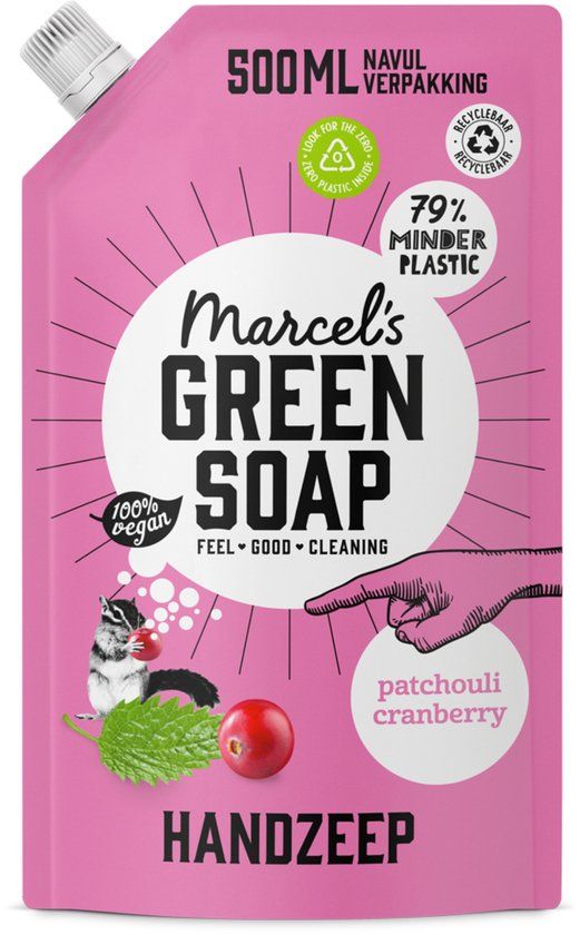 Marcel's Green Soap Handzeep Patchouli & Cranberry Navul Stazak 500 ml