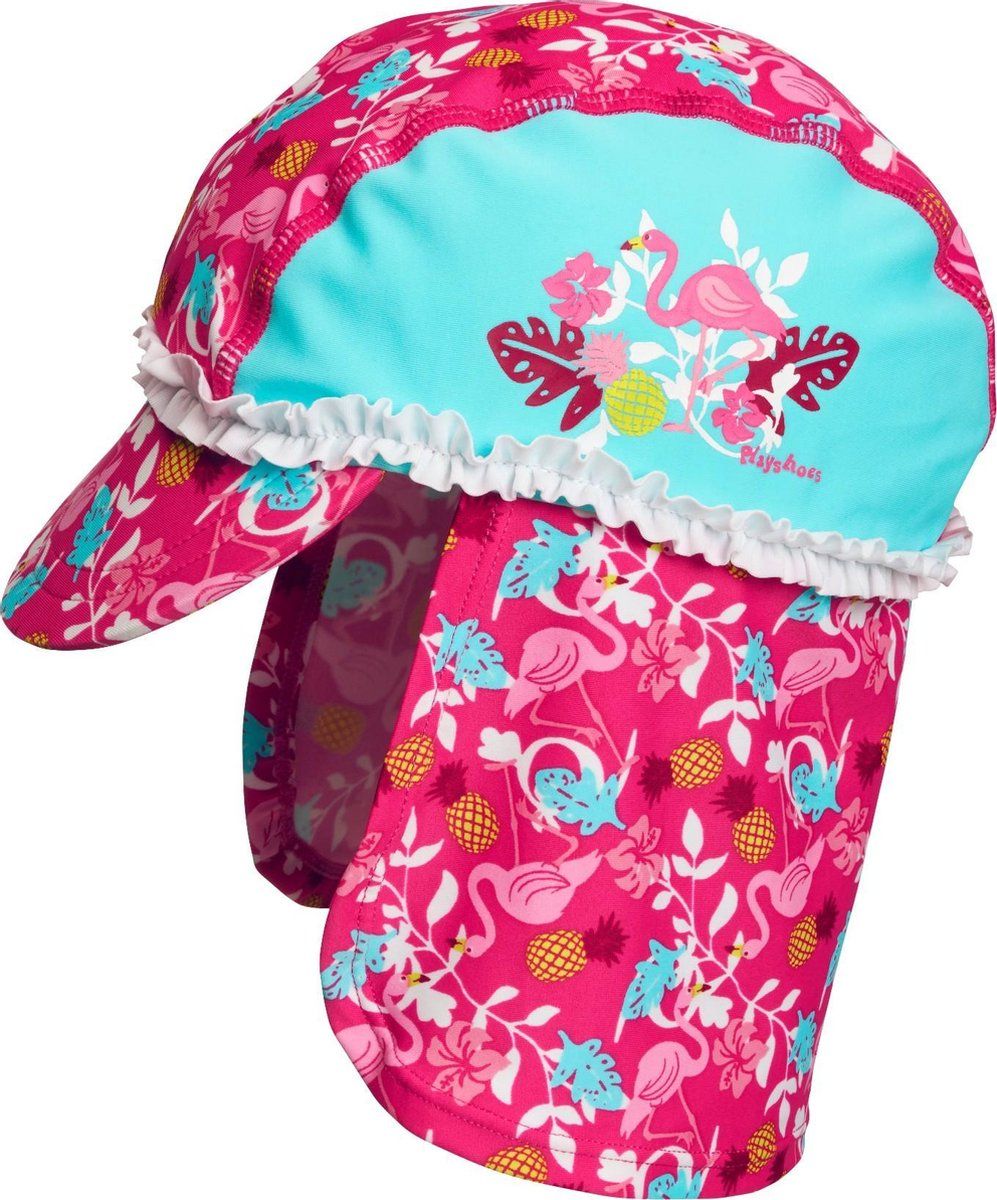 Playshoes UV zonnepet Kinderen Flamingo - Aquablauw/Roze - Maat 49cm