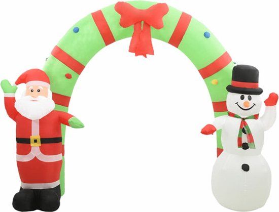 vidaXL Kerstboog Kerstman en Sneeuwpop Opblaasbaar LED 223 cm