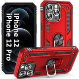 ADDIT Telefoonhoesje voor iPhone 12/iPhone 12 Pro, beschermende iPhone 12 Pro hoesjes van militaire kwaliteit met ring autohouder standaard voor iPhone 12/iPhone 12 Pro 6,1 inch - rood