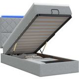 Maison Exclusive - Lit plateforme avec matelas et éclairage LED, gris clair, 100 x 200 cm, revêtement en tissu
