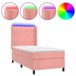 vidaXL Boxspringbed met matras en LED-verlichting, fluweel, roze, 80x200 cm