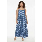 YOEK gebloemde maxi jurk blauw