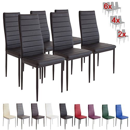Albatros Eetkamerstoelen MILANO, Set van 6, Zwart