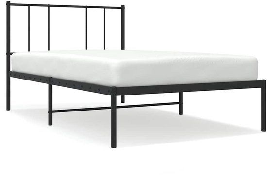 vidaXL Bedframe met hoofdbord metaal zwart 100x190 cm