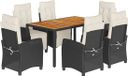 vidaXL 7-delige tuinset met kussens, zwart, van polyrotan