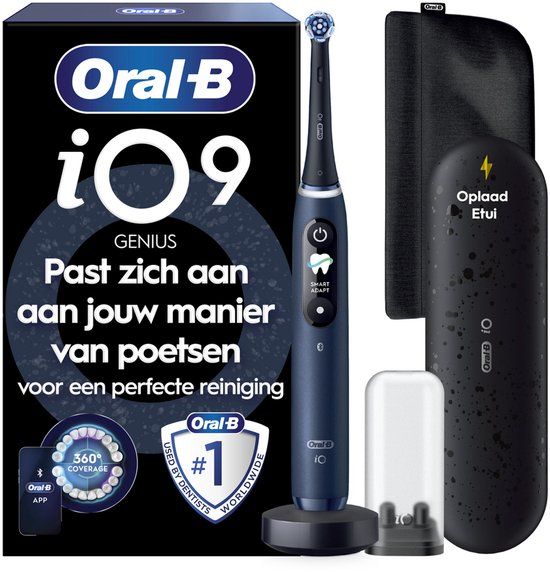 Oral-B iO 9 Elektrische Tandenborstel - Blauw - 1 Opzetborstel - Oplaadreisetui - Cadeau-editie