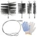 Brosse de cheminée 6 pièces avec racleur flexible