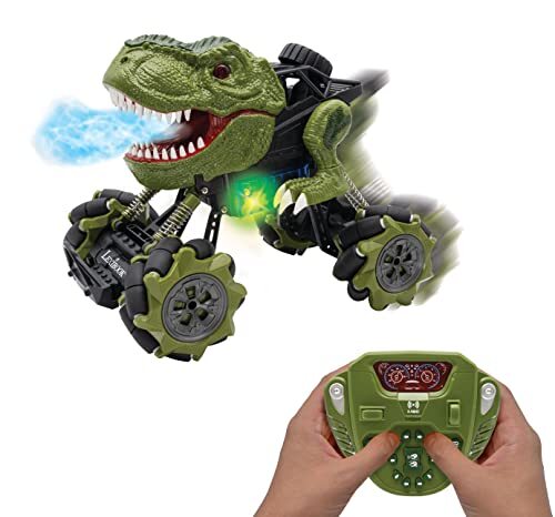 Lexibook Crosslander® Tirex, Afstandsbediening dinosaurus auto, tot 12km/h, slippen, gekke stunts, rook en licht effecten, off-road auto, oplaadbaar, kind, RC57