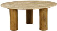 Vente-unique Salontafel in travertijn en mangohout - Beige en naturel - van Maison Céphy LISAVOK