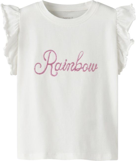 NAME IT Meisjes T-shirt NMFDYBBA SS TOP - Wit - Maat 116
