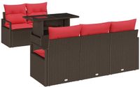 vidaXL Tuinbank Set 6-delig 5 zitplaatsen Bruin/Rood
