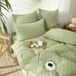 TRANKIELO® Parure de lit Seersucker 200 x 200 cm Vert Microfibre