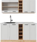 Vicco R-Line Eenpersoonskeuken – 160 cm, WB Marmer Wit landhuis/gouden eik