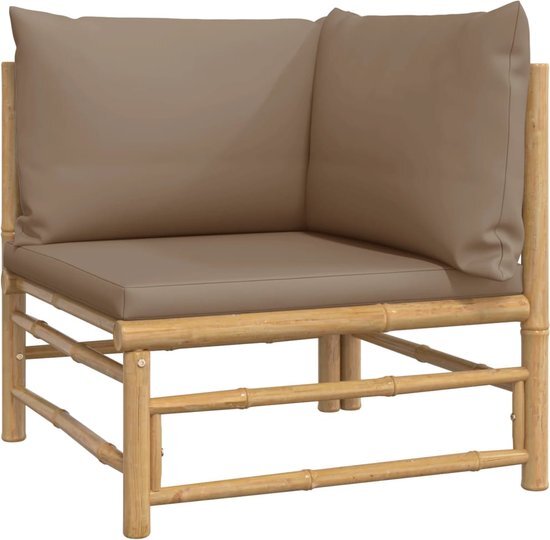 vidaXL 9-delige Loungeset met kussens bamboe taupe