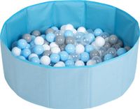 SELONIS Opvouwbaar ballenbad voor kinderen met 100 plastic ballen - 80x23cm - Blauw: Grijs Wit Transparant Babyblauw