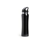 Bellatio Design Powerline Drinkfles/waterfles - 800 ml - metallic zwart - RVS metaal - Sportfles bidon - luxe uitvoering