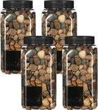 Mica Decorations decoratie stenen - 4x - 650ml - donkerbruin mix