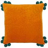 furn. Hoola Polyester Gevuld Kussen, Katoen, Oranje/Teal