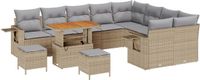 vidaXL Tuinbank - Set - 12-zits - Beige - Poly Rattan